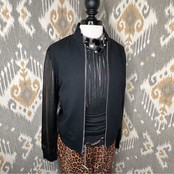 Ralph Lauren Black Label Mixed-Media Zip Front Bomber Jacket - Picture 1 of 16